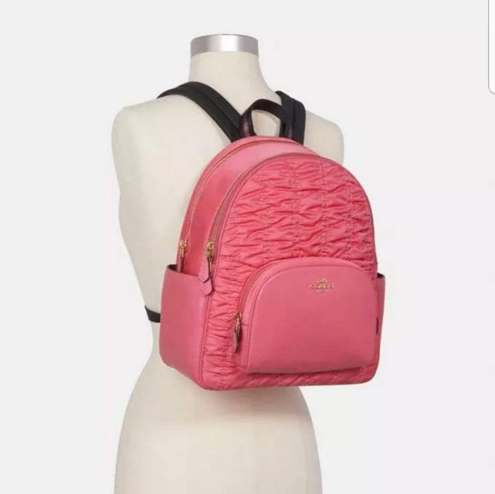 Coach Court Backpack With Ruching Pink Leather - Picture 5 of 8